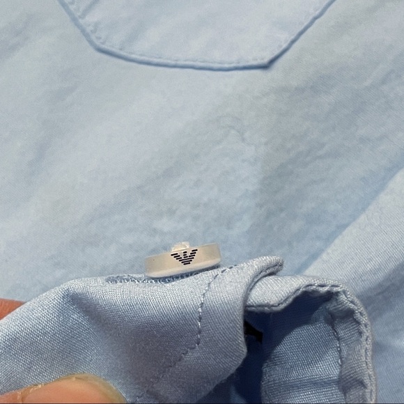 Giorgio Armani Baby Toddler Boy Button Down Shirt Size 18M Blue Cotton EUC - Picture 9 of 14